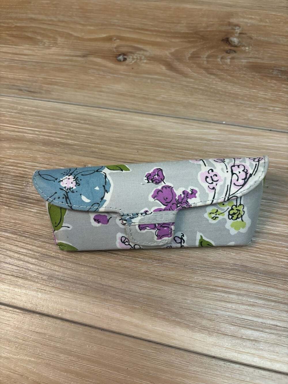 Vera Bradley Rare Vintage Gray Floral Hard Eyeglass Case Glasses Sunglasses